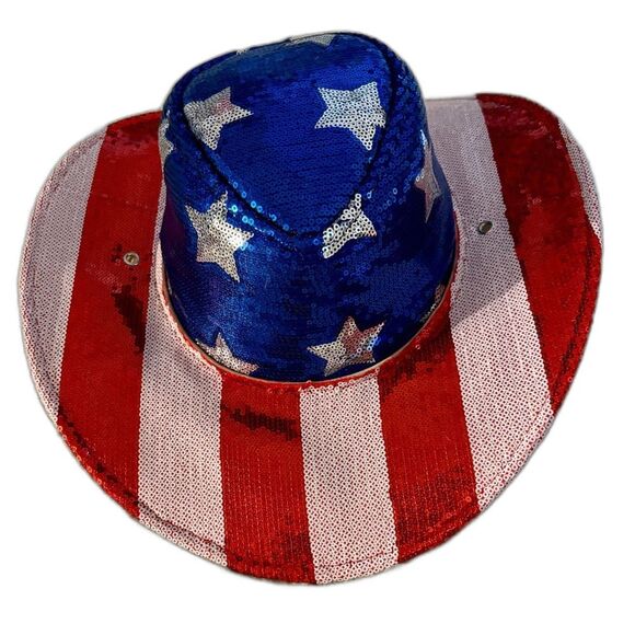 Patriotic Sequin Cowboy Hat - Picture 1 of 3